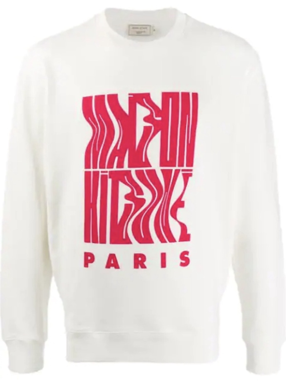 MAISON KITSUNÉ Wavy Logo-print Cotton Sweatshirt In White size M